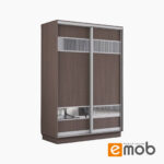 Dulap Fox Wenge 1.0m – uși glisante din PAL cu elemente din oglindă