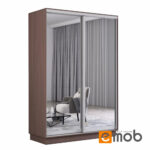 Dulap Fox Wenge 1.3m – uși glisante din PAL cu elemente din oglindă (copiază)