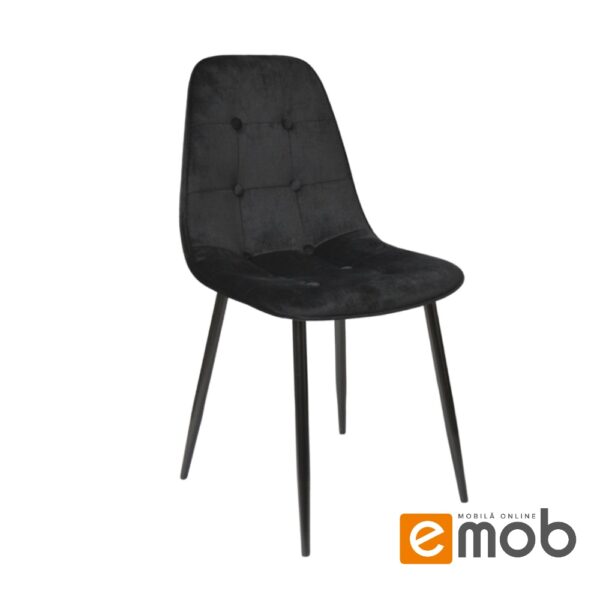 Scaun M-01-3 (Hlr-66) Catifea Black+Black Legs